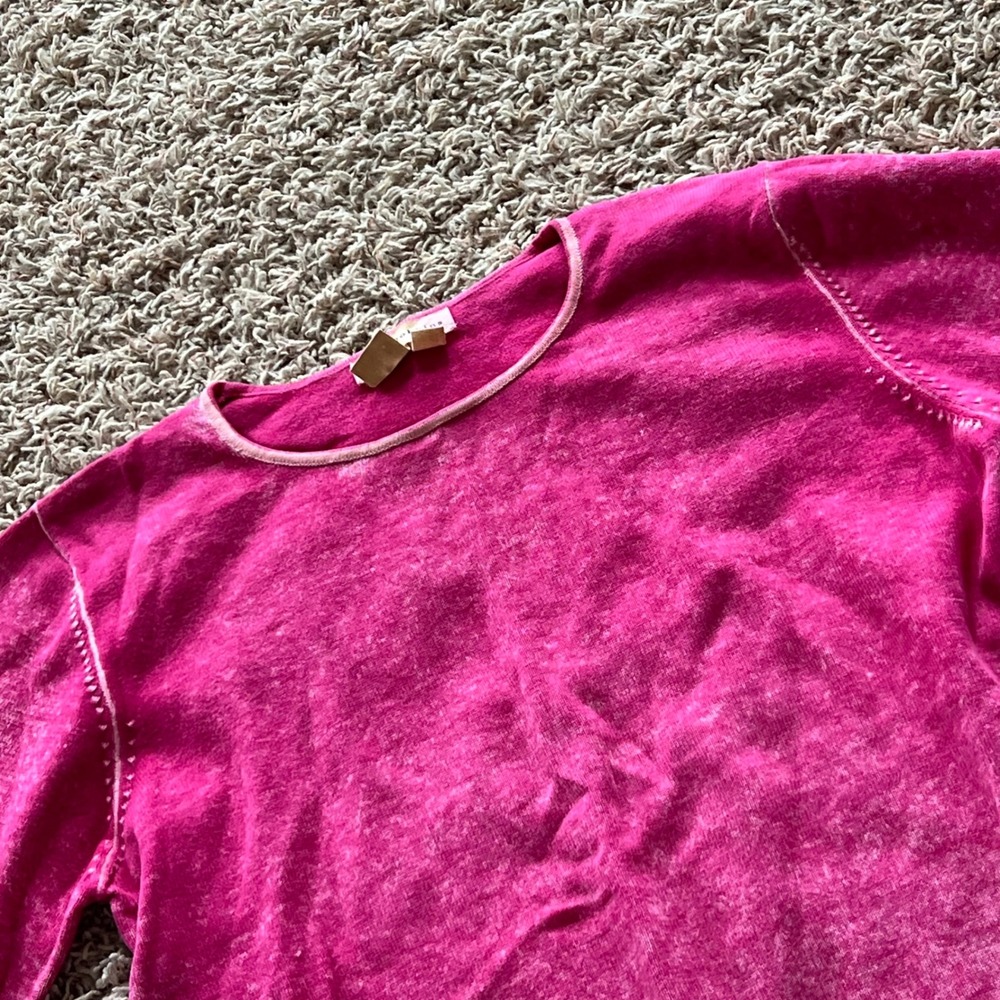 Royal Robbins Womens Pink Cotton Acid Wash Crewneck Pullover Sweater Size M‎